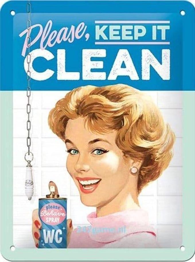 Please Keep it Clean Metalen wandbord in reliëf 15x20 c