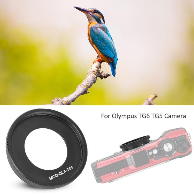 MCO CLA T01 Aluminiumlegering Lensadapterring naar 40,5mm Filter voor Olympus TG6 TG5 Camera black