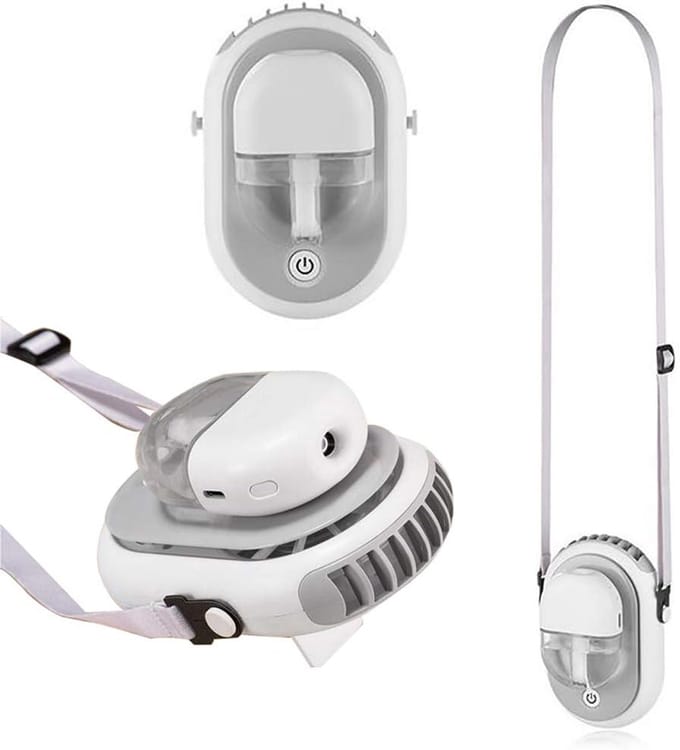 Draagbare ventilator, nekventilator, handzame mini-ventilator (grijs)