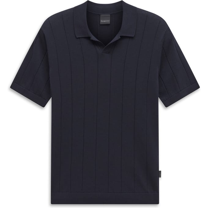 Bugatti Herren Gebreid poloshirt met gebreide structuur, katoen, korte mouwen