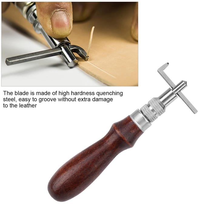 Verstelbare Leren Rand Stiksel Groover Kerver DIY Leerbewerking Groefgereedschap brown