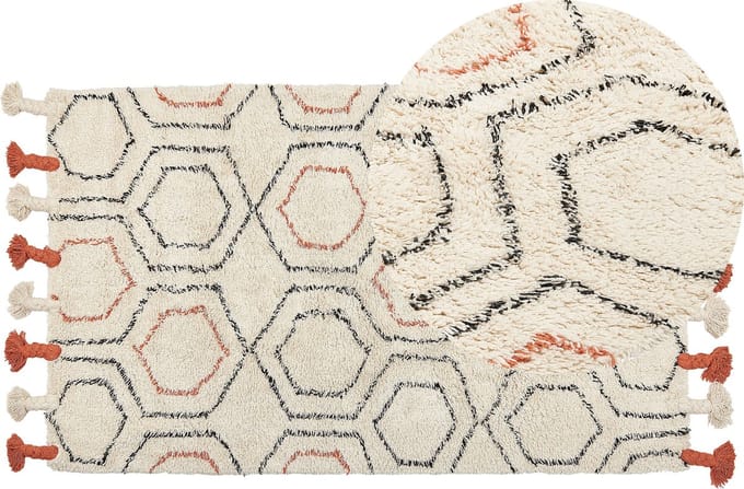 HAJIPUR - Laagpolig vloerkleed - Beige - 80 x 150 cm - Katoen