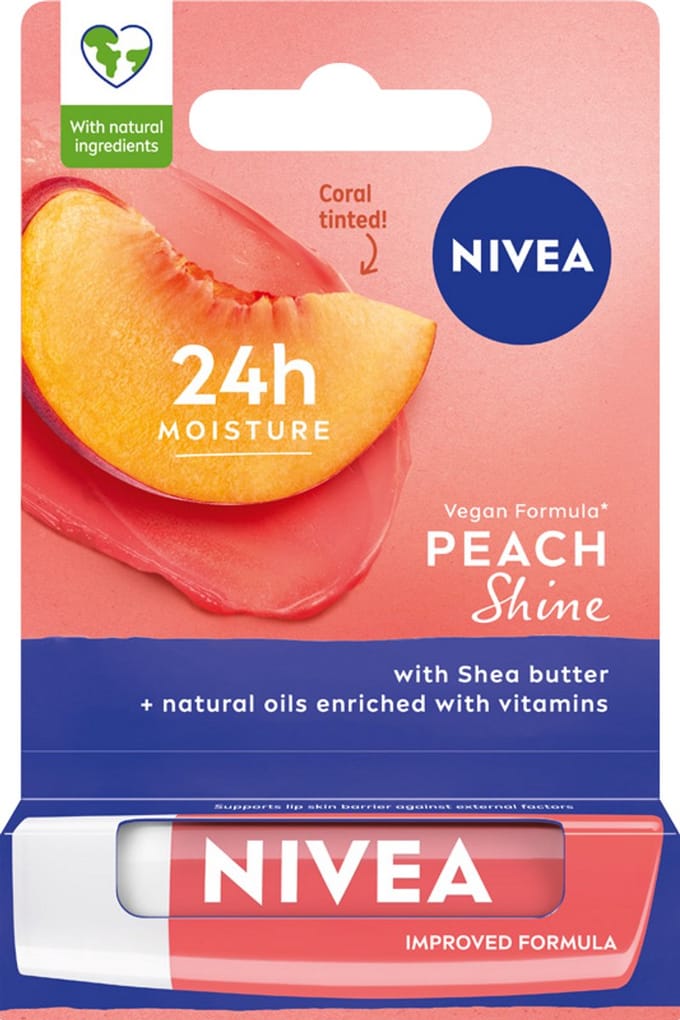 366258 Nivea Baume à Lèvres Soin Pêche Brillance 4.8G