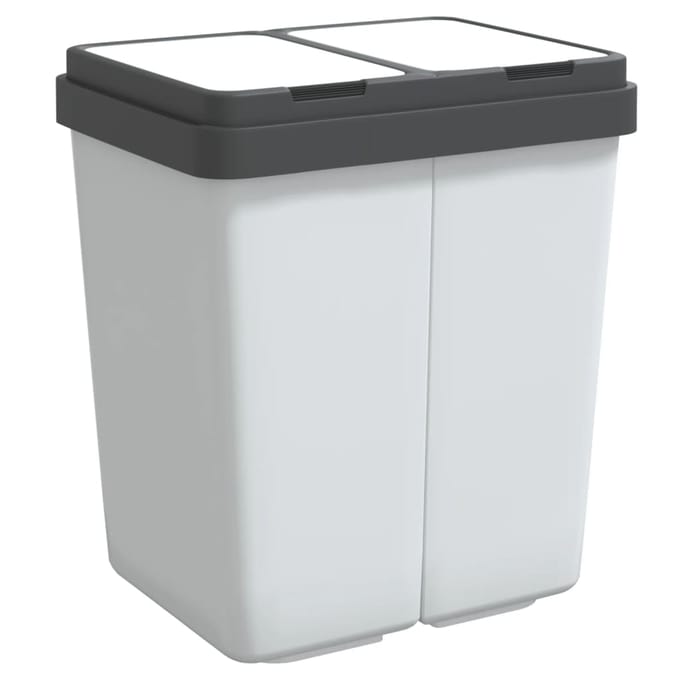 vidaXL - Vuilnisbak - dubbel - 2x25 - L - wit