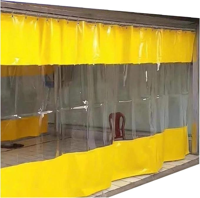 Transparant Gordijn - Plastic Zeil - Buiten Leven - Waterdicht Winddicht - 2.5x4.5m - Geel