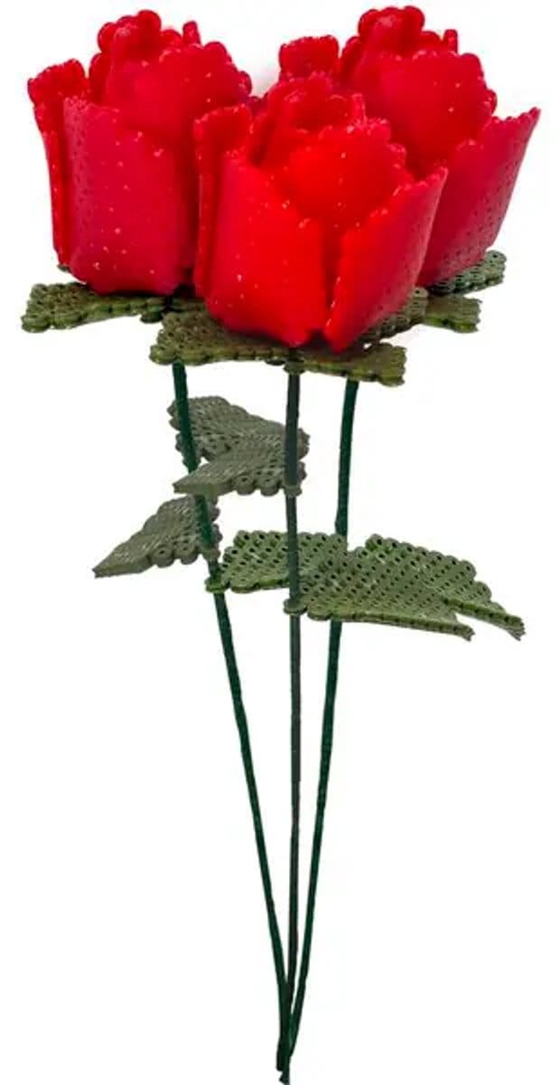 Beads Bouquet- DIY - Create Your Own Flowers - Strijkkralen - 3 rode rozen - Cadeautip