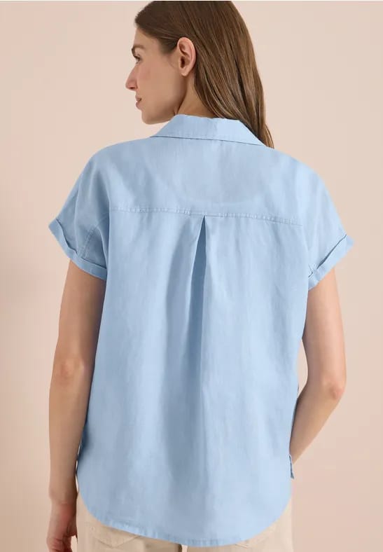 Blouse met hangende schouder in linnen