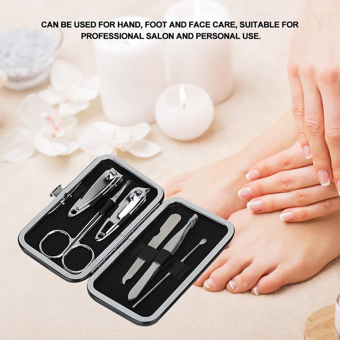 6-delige Manicure Set Nagelschaar Knipper Set Vingernagel Teennagel Pedicure Tool gray
