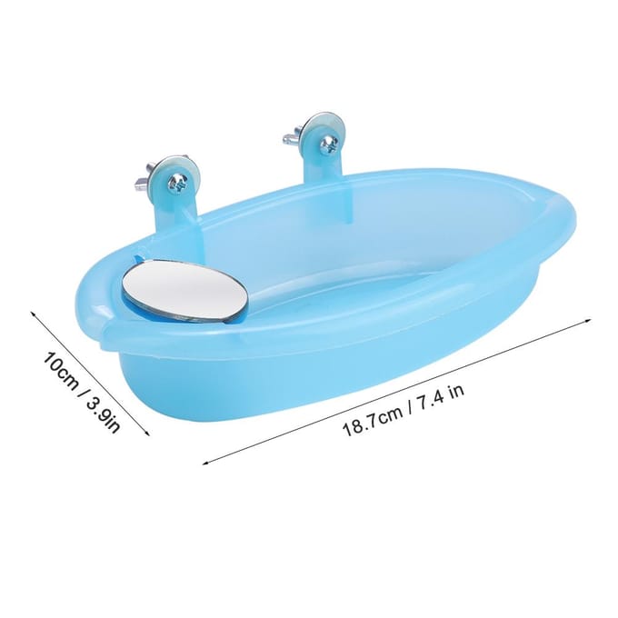 Leuk Huisdier Papegaai Badje Vogel Badbox met Spiegel Vogelkooi Speelgoed Accessoire Blauw white