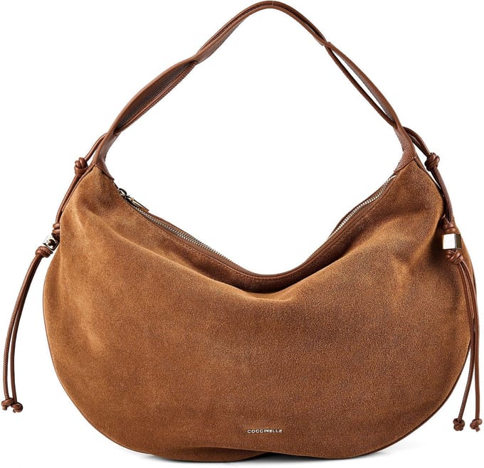 COCCINELLE Leren schoudertas Thess Handbag Suede Le. / Grained Le. Cognac / Cognac Lichtbruin