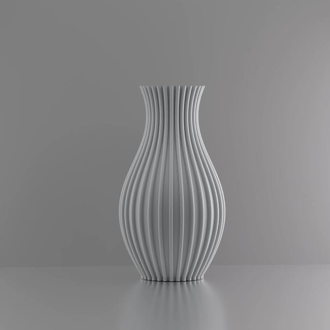 3d-gezellig Prinses - Vaas - Waterdicht - Grijs - Maat 35 cm - Kunststof - Modern - Bloemenvaas - 100% gerecycled PLA (bioplastic)