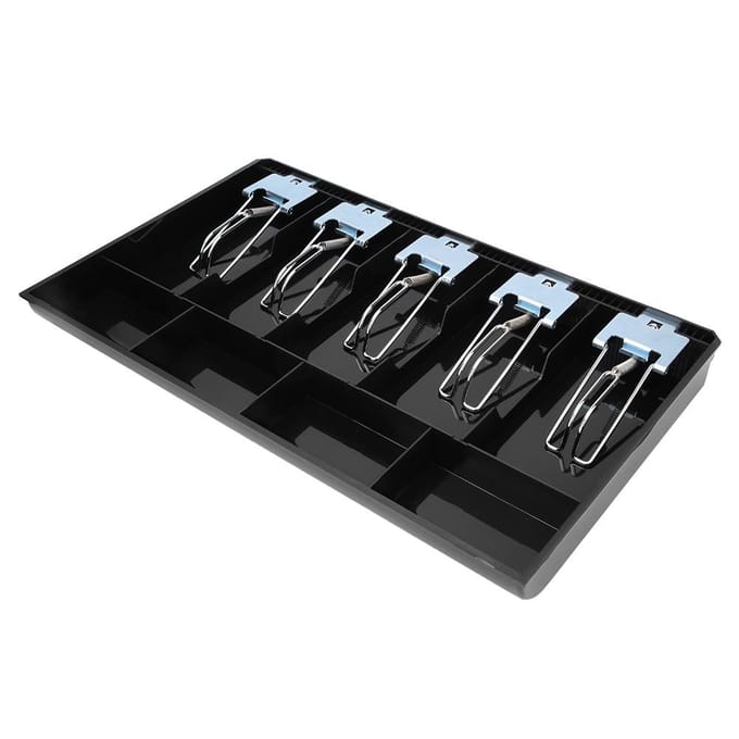Plateau en ABS avec clip en métal pour tiroir-caisse, boîte de rangement pour devises(Noir) noir