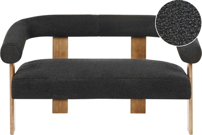 ILBRO - Tweezitsbank - Zwart/Donkerbruin - Bouclé