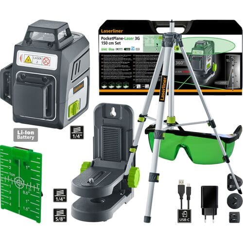 Laserliner PocketPlane-Laser 3G Set 150 cm 3D-laser Zelfnivellerend