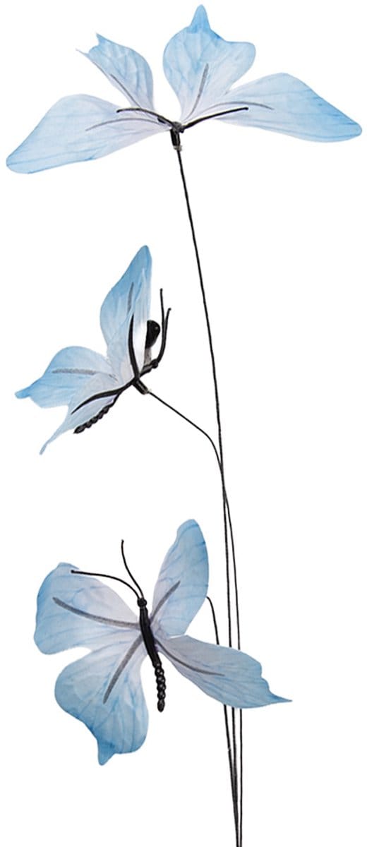 Clayre & Eef Decoratie Tak Vlinder 10x10x65 cm Blauw Textiel