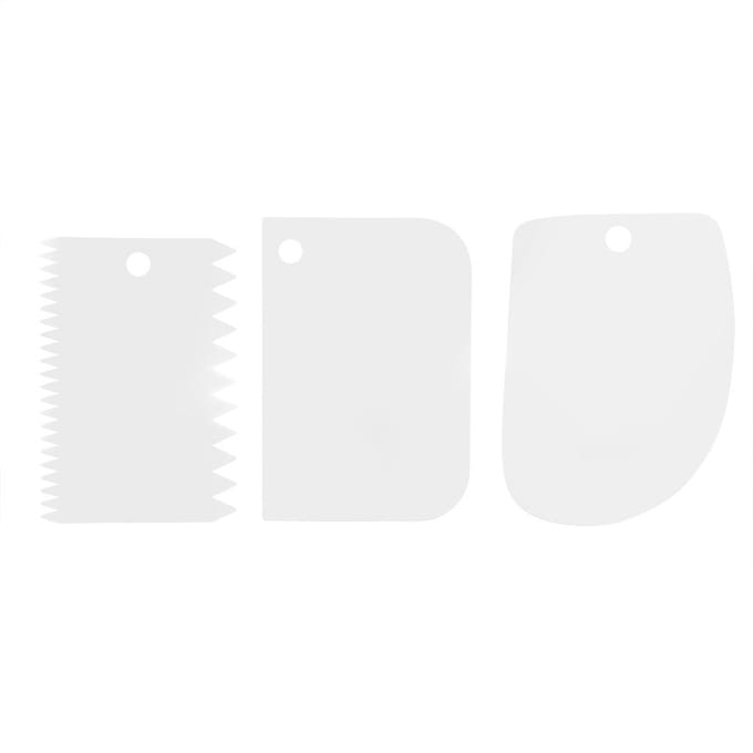 Lot de 3 spatules en plastique pour pâte à crème, grattoir, coupe-pâte, pour décoration de gâteaux et pâtisseries white