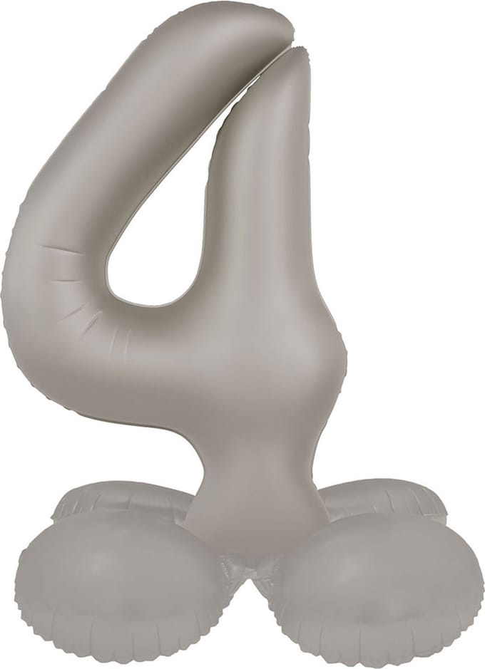 Folat - Staande folieballon Cijfer 4 Moonlight Silver - 41 cm