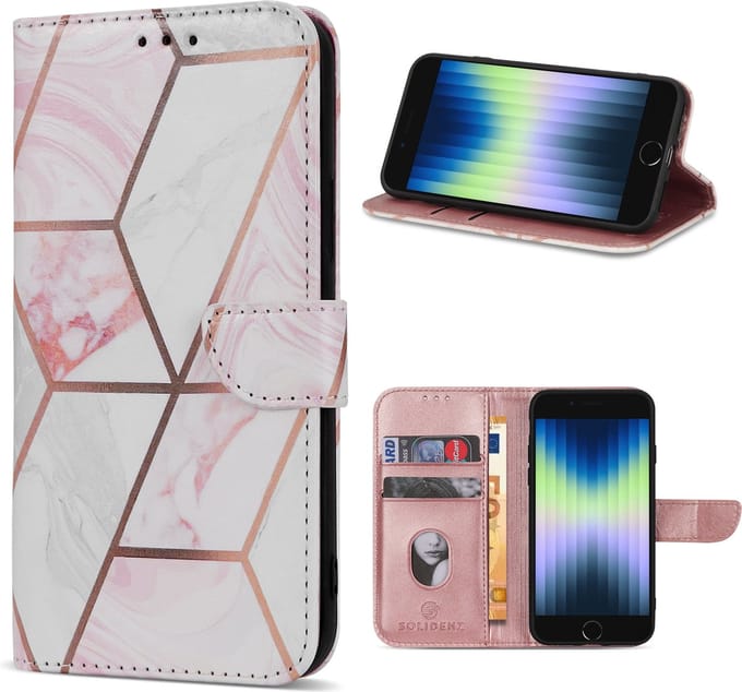 Solidenz hoesje - Geschikt voor iPhone SE (2022 / 2020) / iPhone 8 / iPhone 7 - Bookcase - Marmer