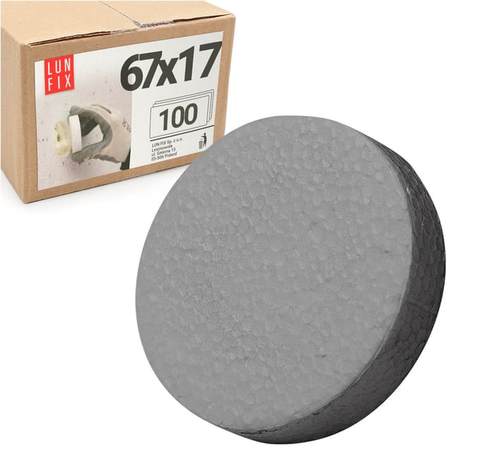 EPS Styropor Abdeckkappen Ø67x17mm - 100 Stk. - Graphiet - geschikt voor isolatiemateriaalpluggen