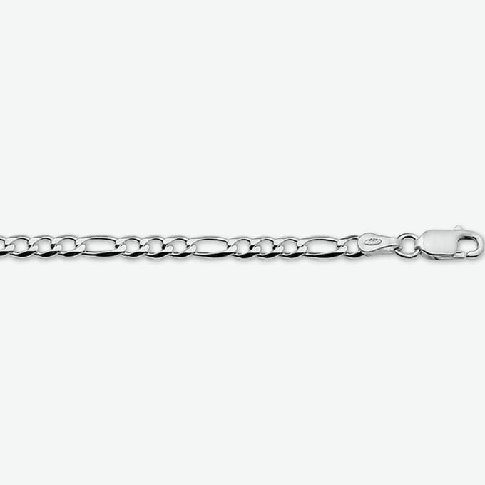 YO&NO - Ketting - zilver - Figaro - 3.25mm - 50cm - Sieraden vrouw - Zilver 925