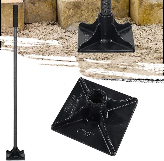 Grondstamper - Handstamper - Grond Verdichten - Verstelbare Steel - 157 cm - Zwart
