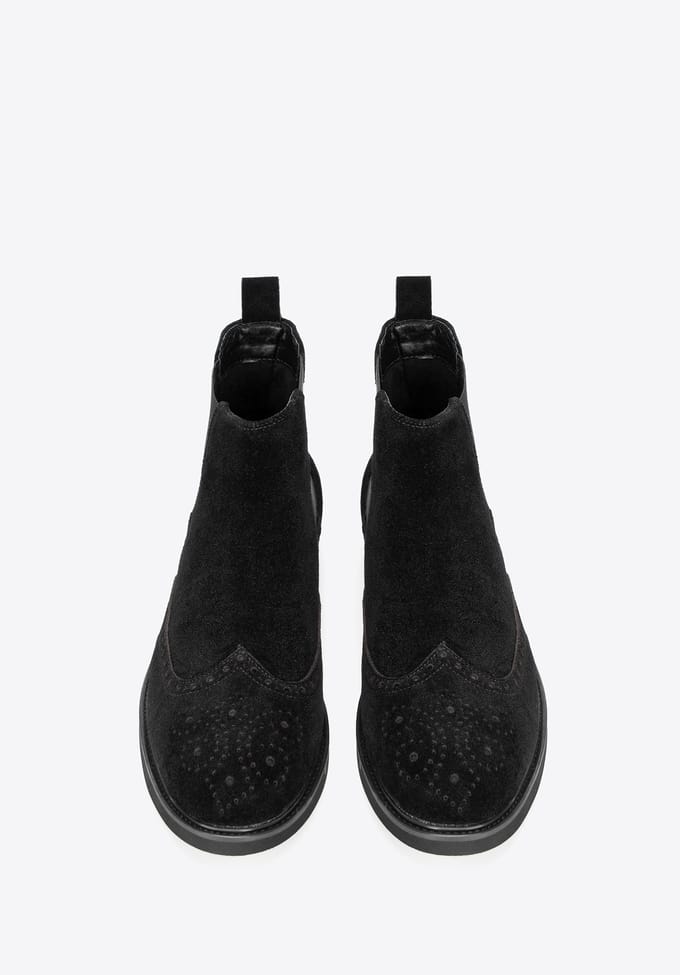 Wittchen Heren Chelsea Boots in Zwart Suède Leer