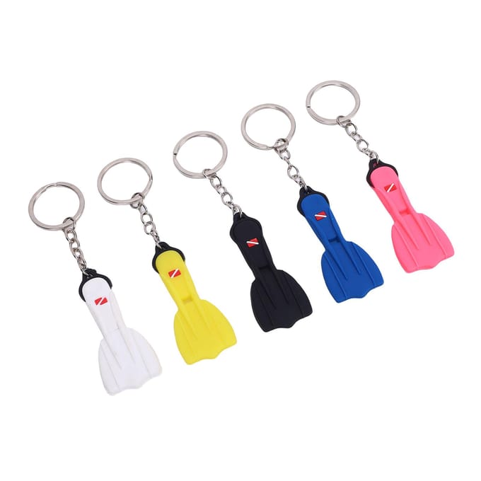 5 STuks Duikflipper Sleutelhanger Siliconen Decoratieve Rugzak Duik Souvenir Sleutelhanger voor Duikfeest gray