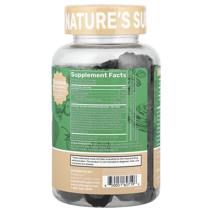 Fungies, de beste multischimmel dagelijkse gummies, gemengde bessen, pectine gummies, 60 stuks