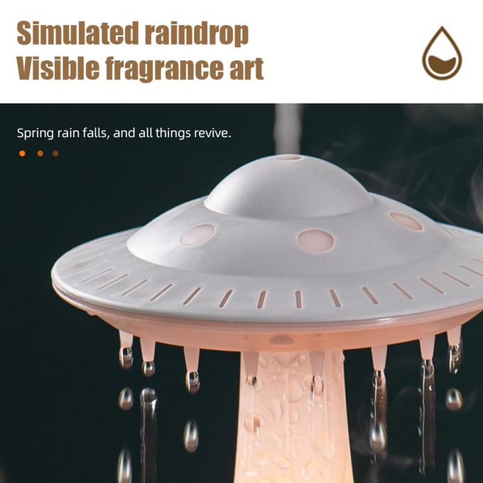 Rain Cloud Luchtbevochtiger Waterdruppel 350 ml Timer met grote capaciteit Cool Mist Essentiële olieverspreider met 7 EU Plug bruin