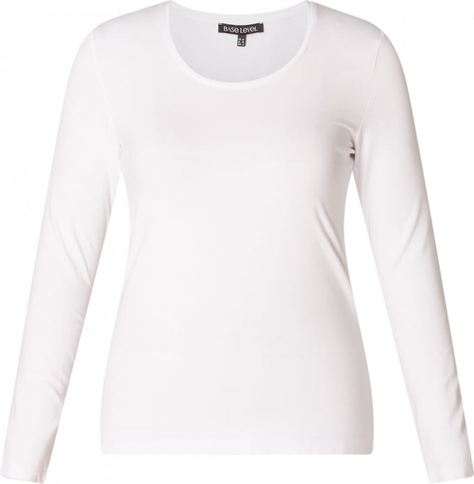 BASE LEVEL CURVY Aso Jersey Shirt - White - maat 1(48)