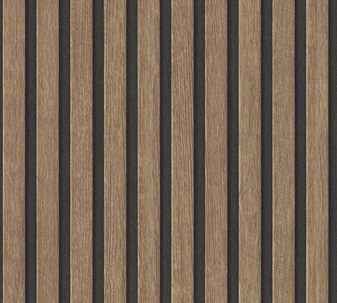LATTENWAND BEHANG | industrieel - Zwart Bruin - A.S. Création Elements 2