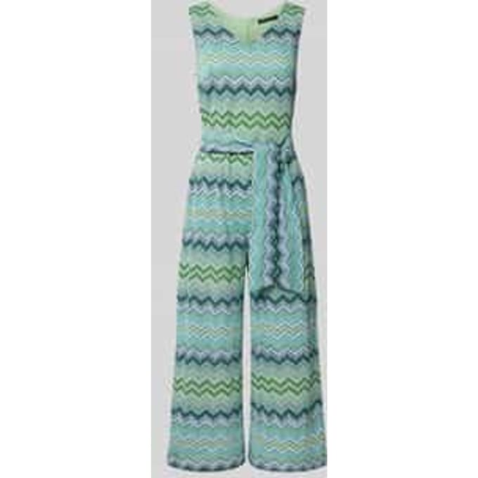Jumpsuit met strikceintuur en V-hals