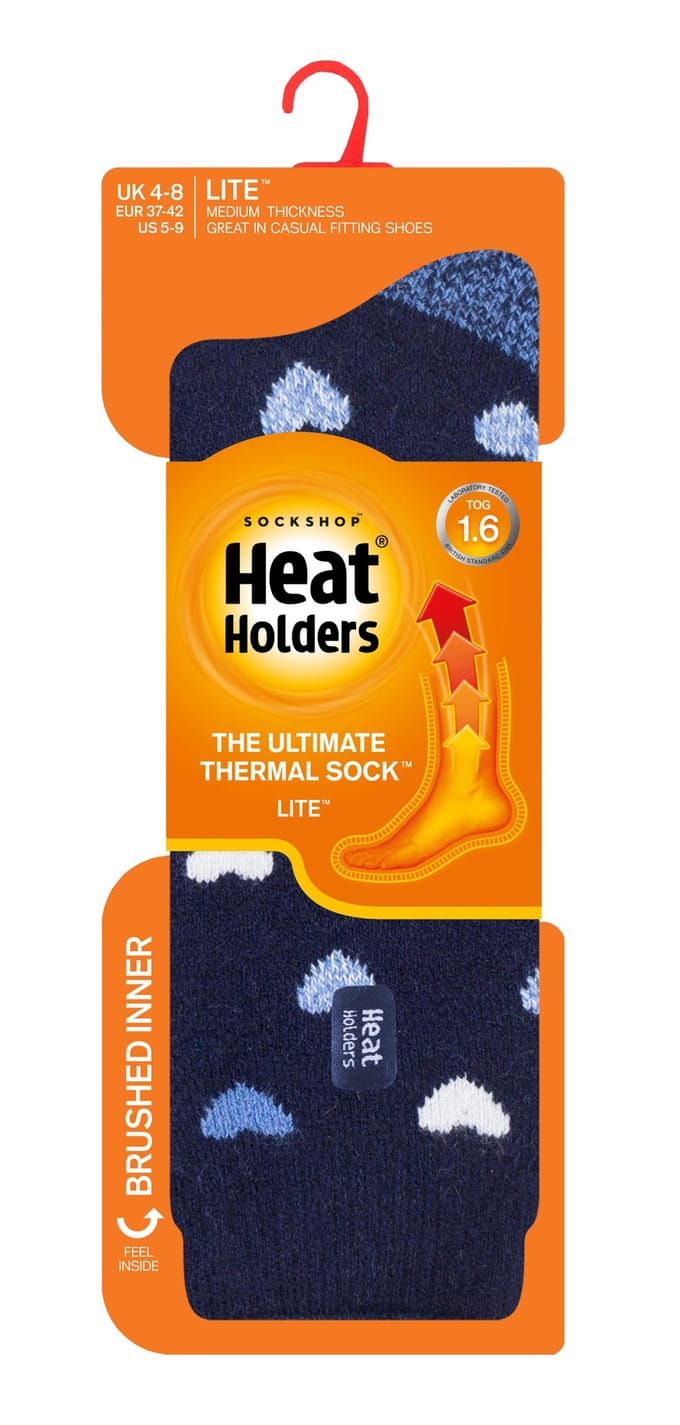 Heat Holders Lite - Geïsoleerde thermo damessokken - Navy Heart (Jasmine)