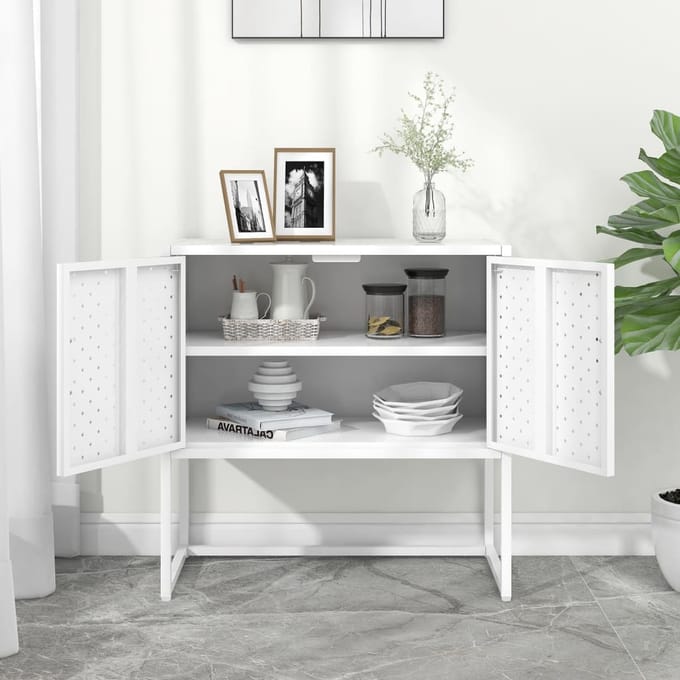 vidaXL - Dressoir - 75x35x75 - cm - staal - wit