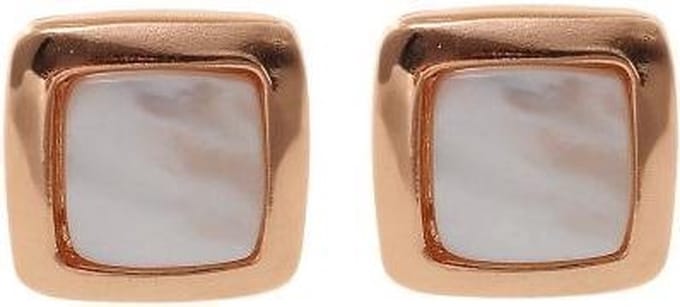 Behave - Oorbel steker rozekleur schelp vierkant chique minimal 12mm