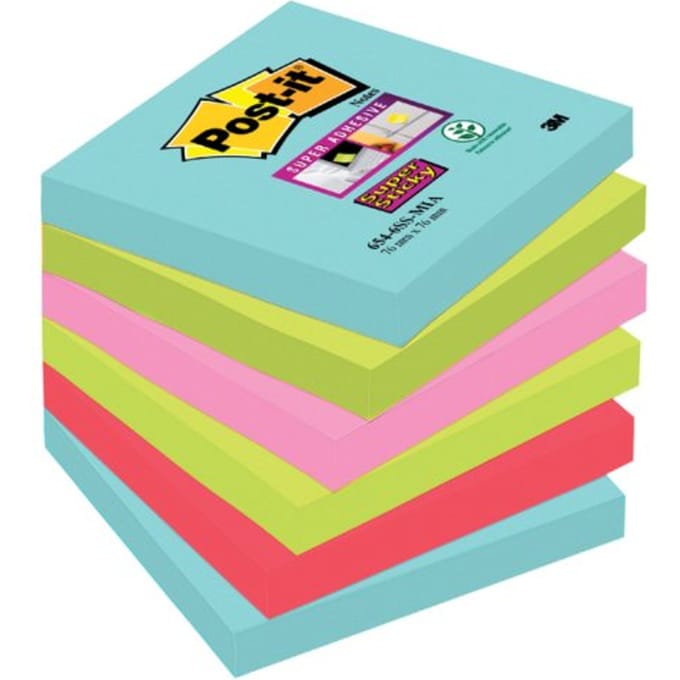 Memoblok post-it 654 super sticky 76x76mm cosmic 6 Stuks