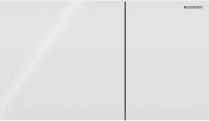 Geberit Sigma70 bedieningsplaat - 2-toets spoeling - rechthoekige knoppen - glas - wit glans