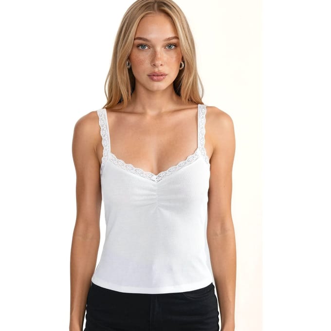 V-hals kant gedetailleerde tanktop