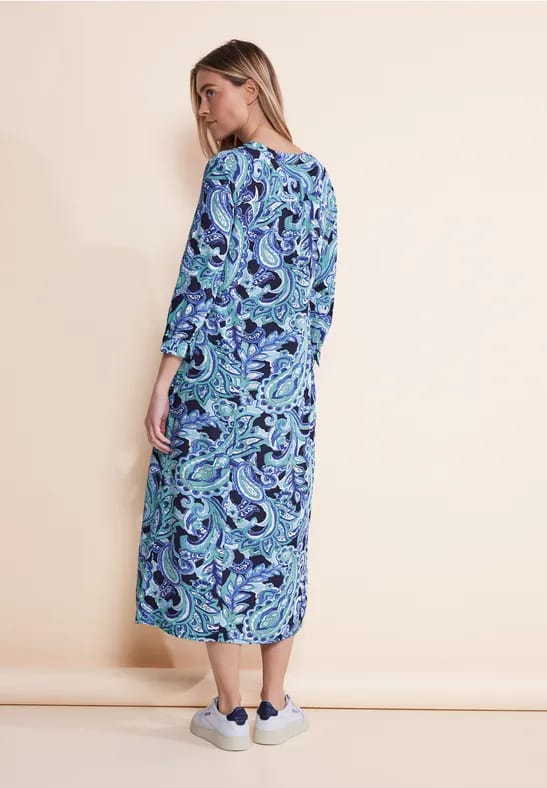Street One Dames Midi-jurk met print in Turkoois, in size: 36