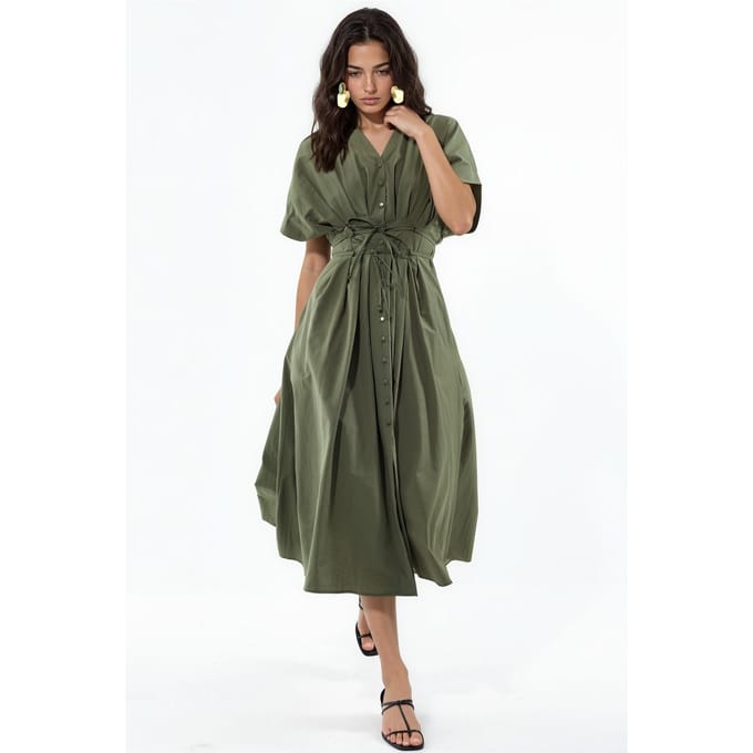 Casual V-hals Midi Shirtjurk