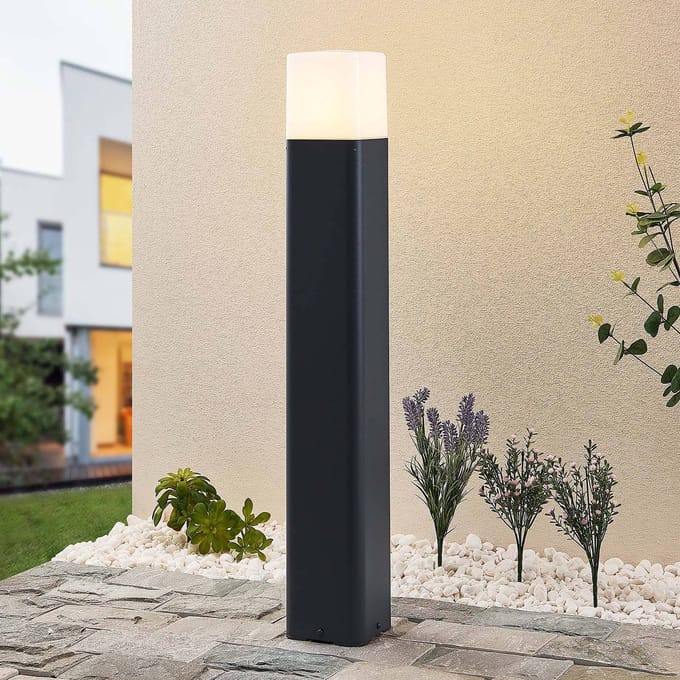 Lucande - Tuinpad verlichting - 1licht - Aluminium, polycarbonaat - H: 80 cm - E27 - antraciet, wit