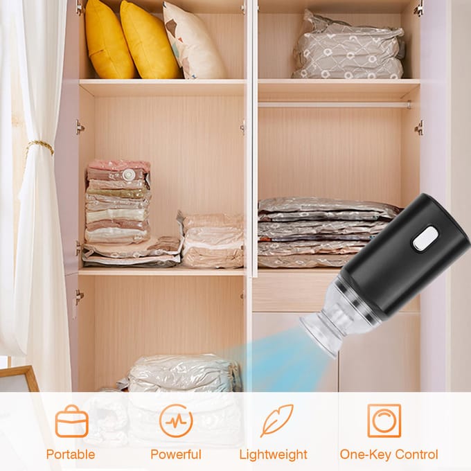 Elektrische Pomp met Vacuüm Opbergzakken met USB-kabel 5 Opbergzakken Oplaadbaar Draagbaar voor zwart