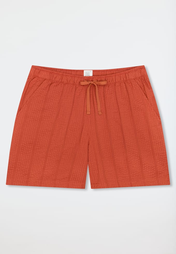 Korte geweven seersucker broek terracotta - Mix+ Relax 48