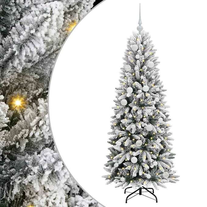 vidaXL - Kunstkerstboom - Wit - 150 - cm - PVC - en - plastic - en - staal - en - PE