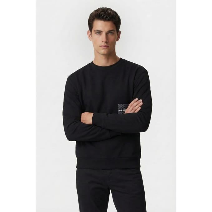 Karl Lagerfeld Black Sweat Crewneck Größe: S | Pullover Outlet | Herren | Schwarz