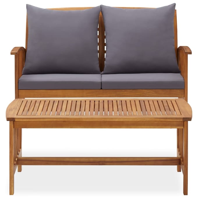 vidaXL - 2-delige - Loungeset - met - kussens - massief - acaciahout