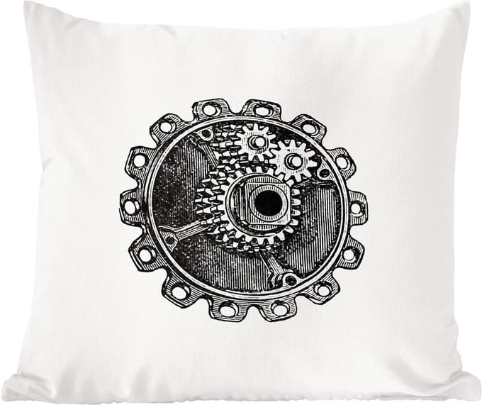 Sierkussens - Kussentjes Woonkamer - 60x60 cm - Retro - Tandwiel - Techniek