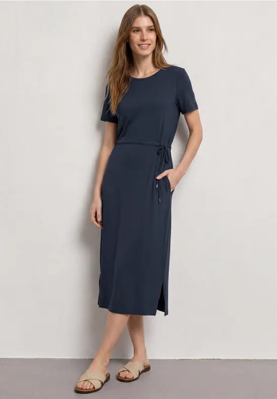 Midijurk van jersey met ronde hals
