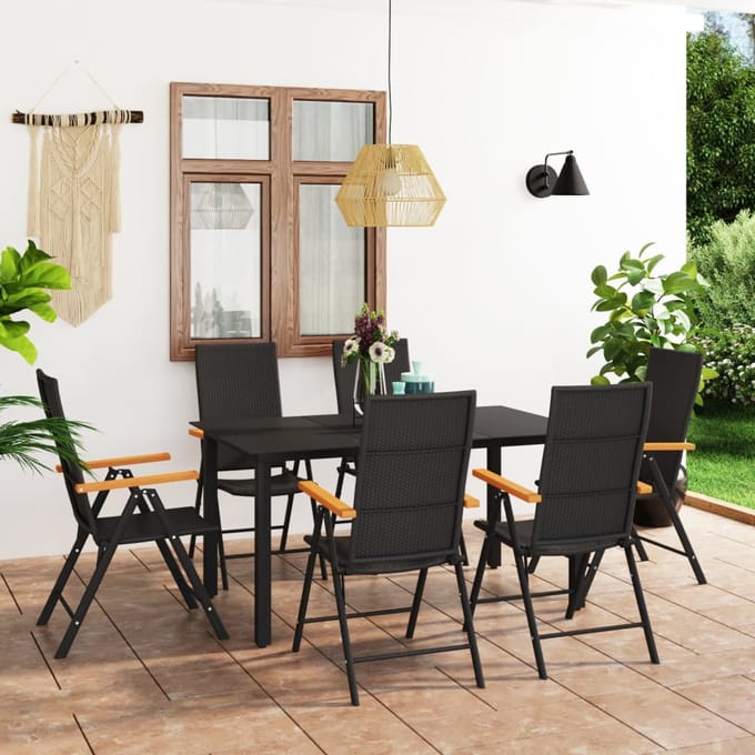 vidaXL - 7-delige - Tuinset - zwart - en - bruin