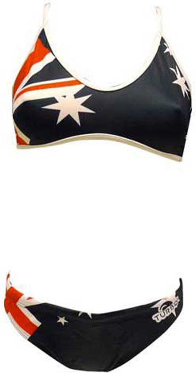 Turbo Australia Flag Bikini Zwart 7-8 Years Meisje